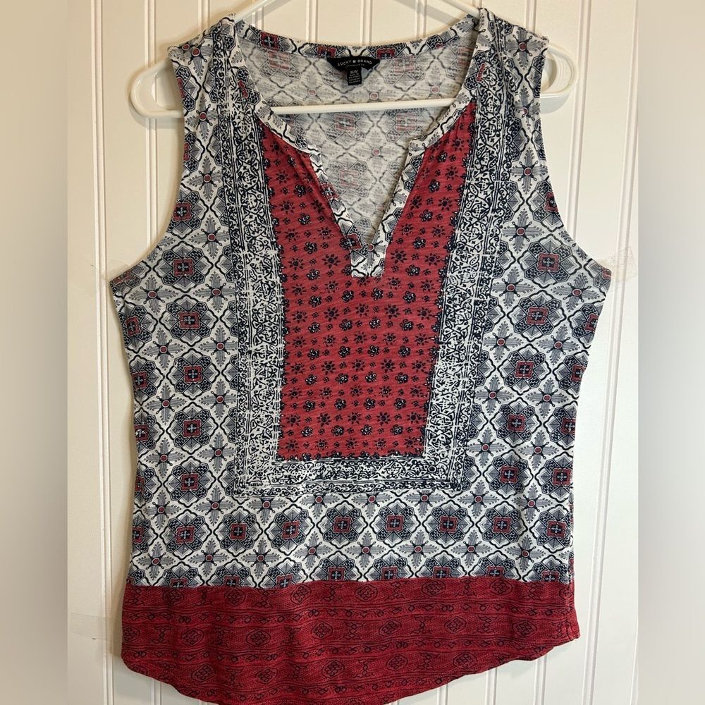 Lucky Brand women tunic blouse size M multicolor.
